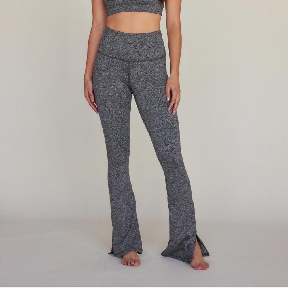 High-Waisted Gray Flare Leggings